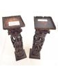 Pair of Asian Ornate Wooden Ornaments