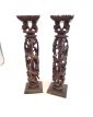 Pair of Asian Ornate Wooden Ornaments