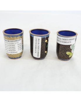 3 Petits Gobelets Cloisonnés Décor Floral