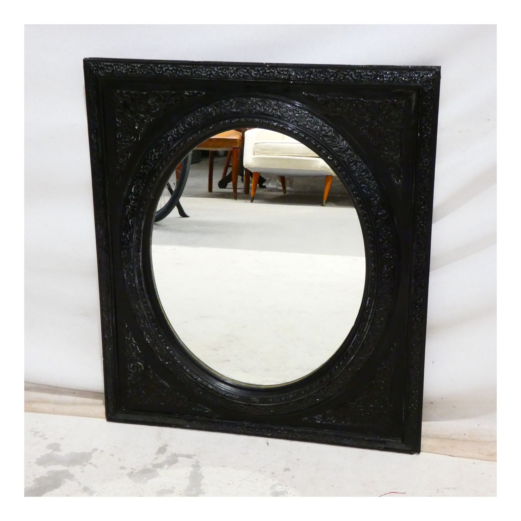 Miroir Napoléon III en Bois Noirci Repeint Miroir Napoléon III en Bois Noirci Repeint