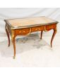 Louis XVI Style Desk with Curved Legs and 3 Drawers and Key