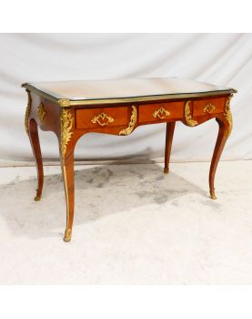Louis XVI Style Desk with Curved Legs and 3 Drawers and Key