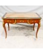 Louis XVI Style Desk with Curved Legs and 3 Drawers and Key