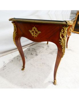 Louis XVI Style Desk with Curved Legs and 3 Drawers and Key