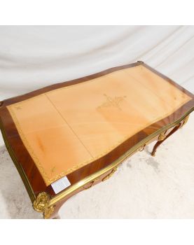 Louis XVI Style Desk with Curved Legs and 3 Drawers and Key