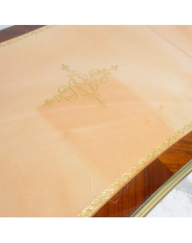 Louis XVI Style Desk with Curved Legs and 3 Drawers and Key