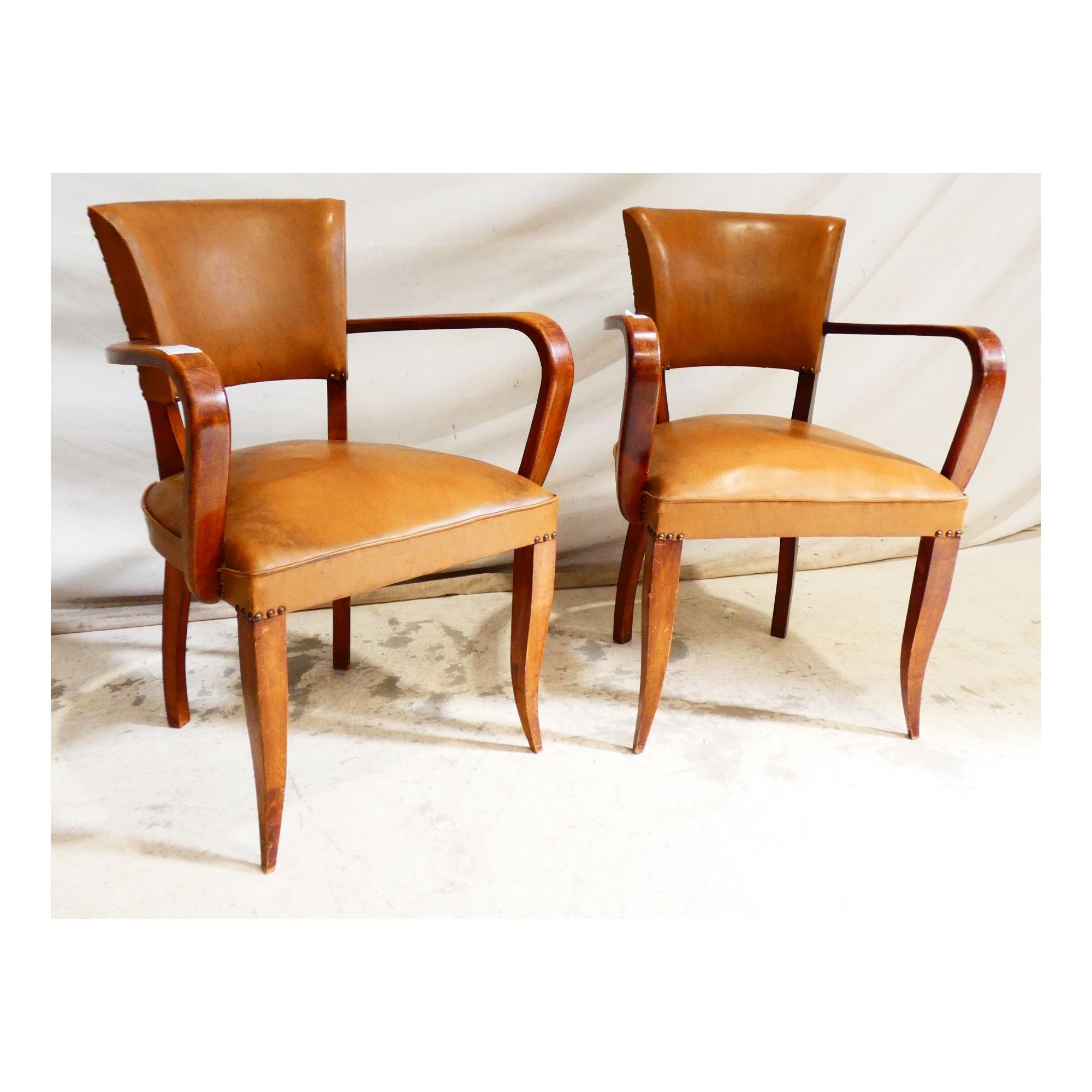 Pair of Club Armchairs in Skai Pair of Club Armchairs in Skai