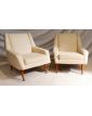 Paire de Fauteuils Tapissés Crème Pieds Compas