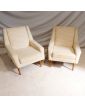 Paire de Fauteuils Tapissés Crème Pieds Compas