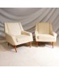 Paire de Fauteuils Tapissés Crème Pieds Compas