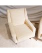 Paire de Fauteuils Tapissés Crème Pieds Compas