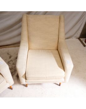 Paire de Fauteuils Tapissés Crème Pieds Compas