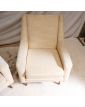 Paire de Fauteuils Tapissés Crème Pieds Compas