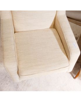 Paire de Fauteuils Tapissés Crème Pieds Compas