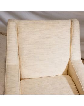 Paire de Fauteuils Tapissés Crème Pieds Compas
