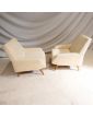 Paire de Fauteuils Tapissés Crème Pieds Compas