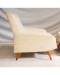 Paire de Fauteuils Tapissés Crème Pieds Compas
