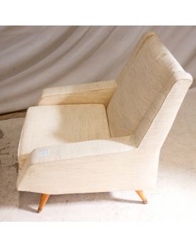Paire de Fauteuils Tapissés Crème Pieds Compas