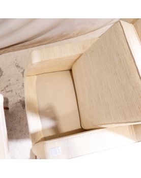 Paire de Fauteuils Tapissés Crème Pieds Compas