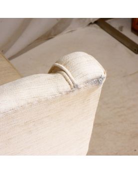 Paire de Fauteuils Tapissés Crème Pieds Compas