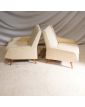Paire de Fauteuils Tapissés Crème Pieds Compas