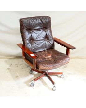 Fauteuil Assise en Cuir à Restaurer