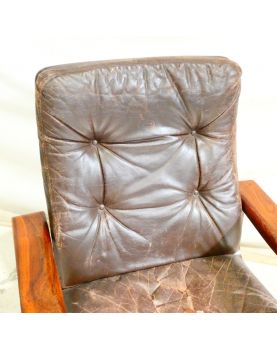 Fauteuil Assise en Cuir à Restaurer
