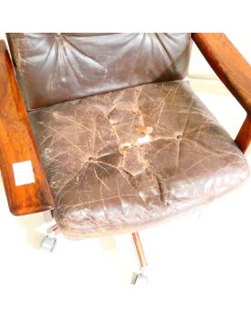 Fauteuil Assise en Cuir à Restaurer
