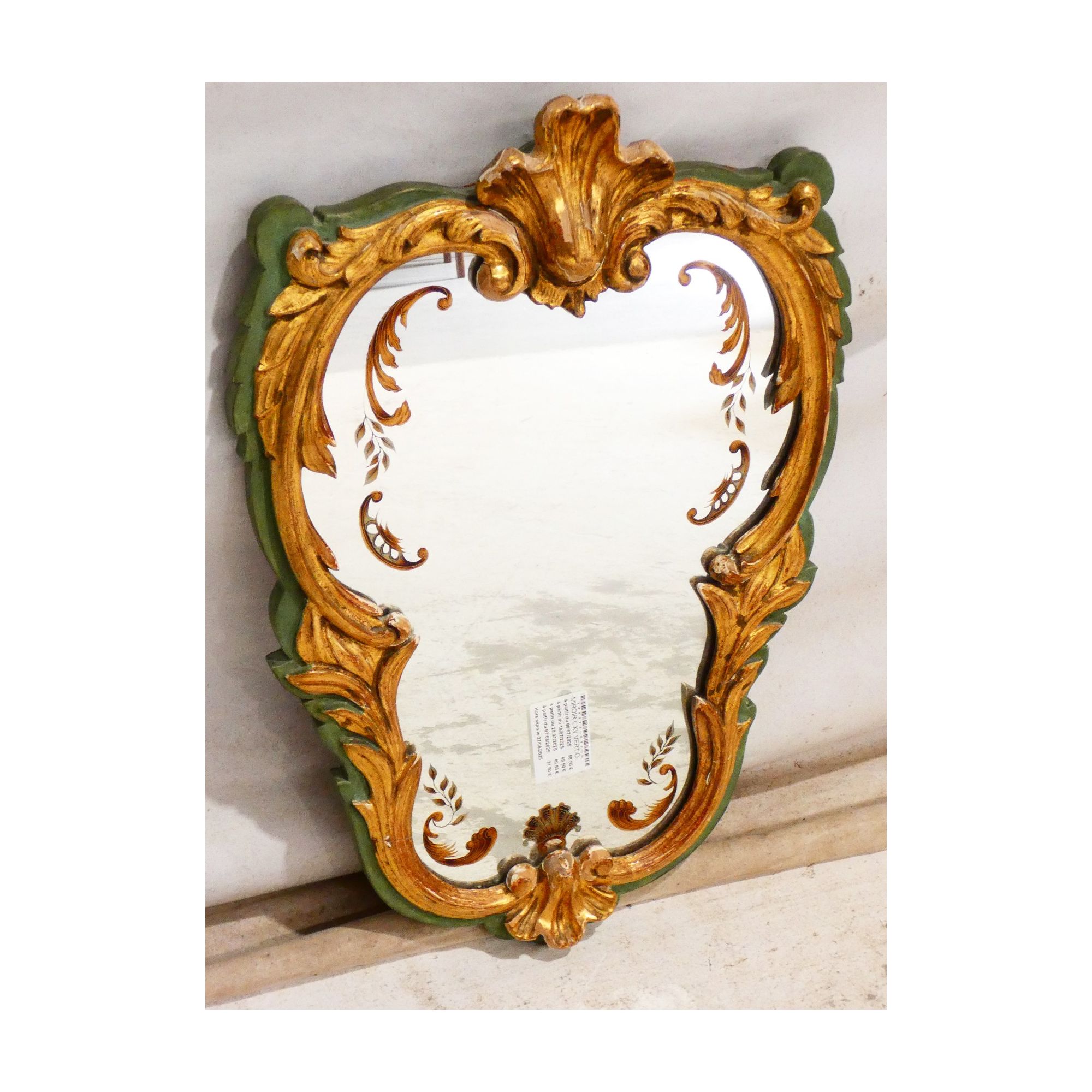 Miroir Style Louis XV Vert et Or Miroir Style Louis XV Vert et Or