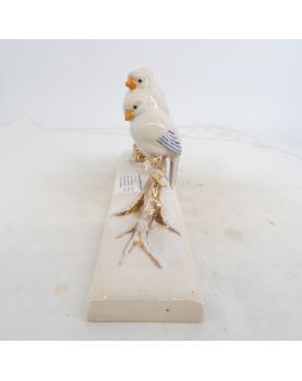Sujet aux Oiseaux en Faïence Polychrome Signé Emile ROUFF