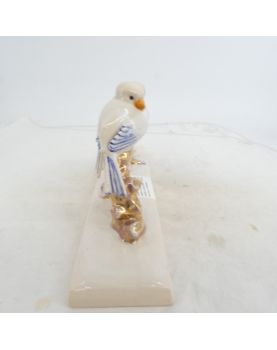 Subject with Birds in Polychrome Earthenware Signed Emile ROUFF