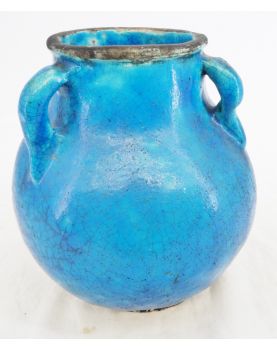 Vase Pansu Emaillé Bleu