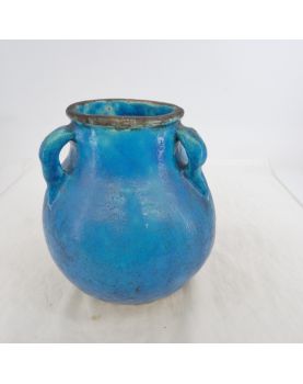 Blue Enameled Pansu Vase
