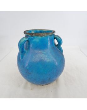 Vase Pansu Emaillé Bleu