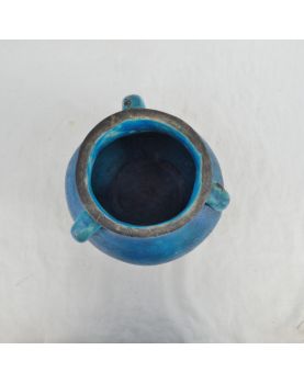 Vase Pansu Emaillé Bleu