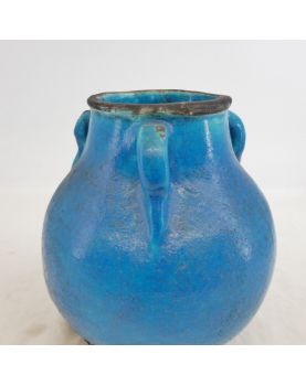 Vase Pansu Emaillé Bleu