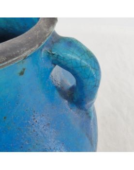 Vase Pansu Emaillé Bleu