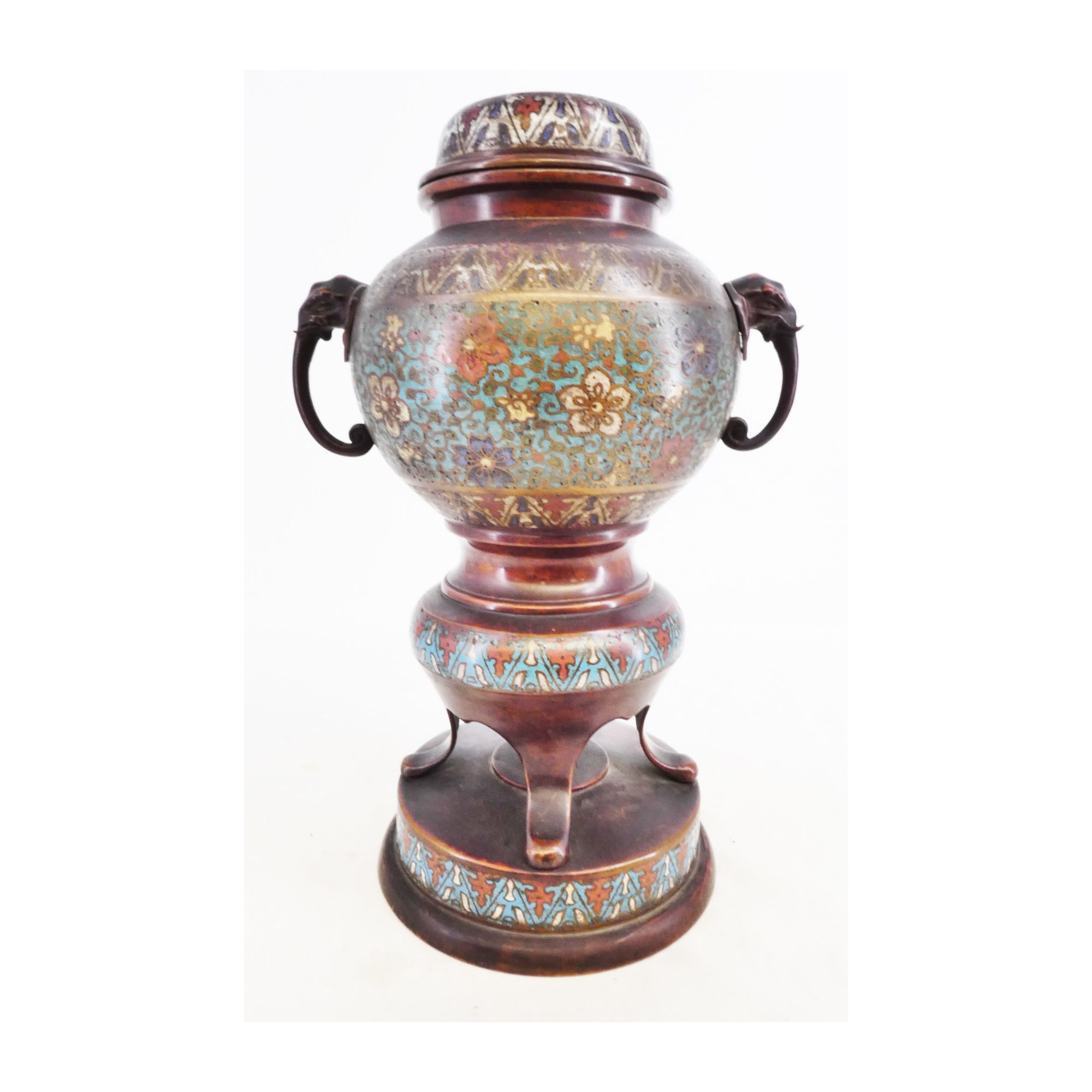 Potiche en Bronze Chinois Cloisonnée et Accidentée Potiche en Bronze Chinois Cloisonnée et Accidentée