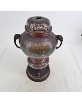 Potiche en Bronze Chinois Cloisonnée et Accidentée