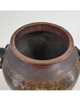 Potiche en Bronze Chinois Cloisonnée et Accidentée
