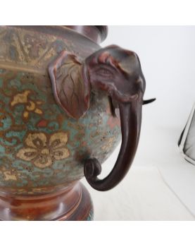 Potiche en Bronze Chinois Cloisonnée et Accidentée