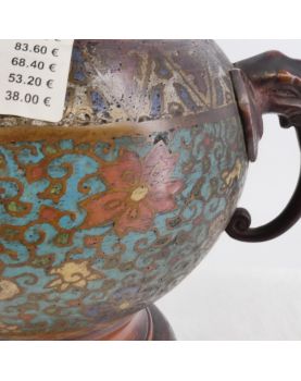 Potiche en Bronze Chinois Cloisonnée et Accidentée