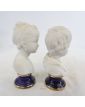 Paire de Petits Bustes Couple d’Enfants en Biscuit