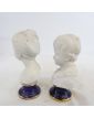 Paire de Petits Bustes Couple d’Enfants en Biscuit