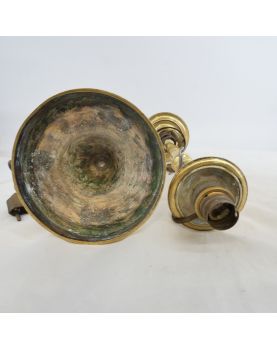 Paire de Bougeoirs en Bronze électrifiés