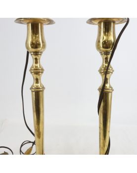 Paire de Bougeoirs en Bronze électrifiés