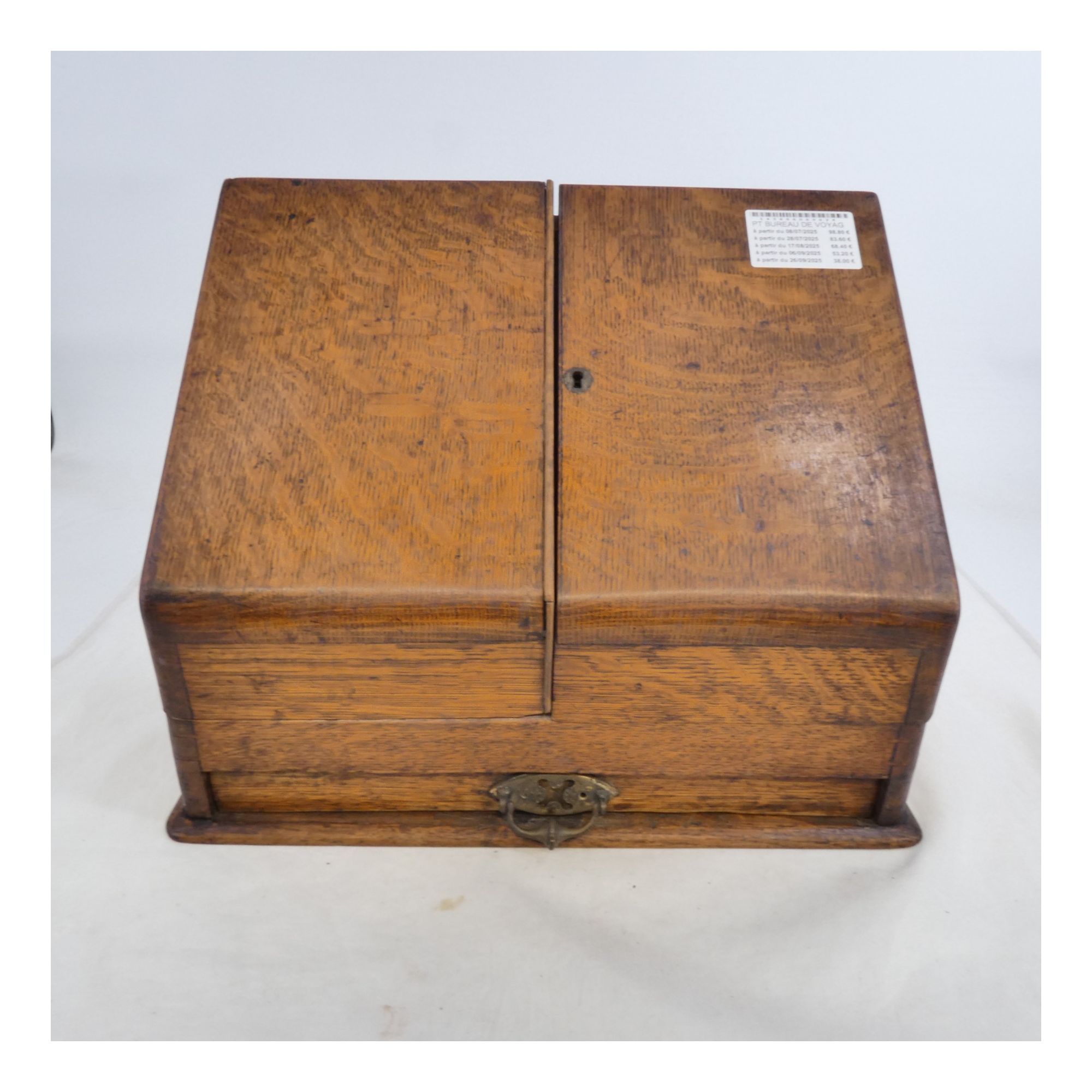 Petit Bureau de Voyage Chêne avec Encrier Verre Petit Bureau de Voyage Chêne avec Encrier Verre
