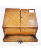 Petit Bureau de Voyage Chêne avec Encrier Verre