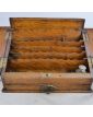 Petit Bureau de Voyage Chêne avec Encrier Verre