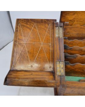 Petit Bureau de Voyage Chêne avec Encrier Verre